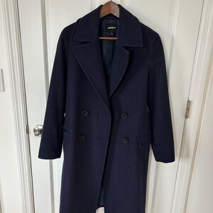 Express Women's Navy Double Breasted Coat